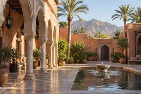 AI illustration: courtyard and North African architecture