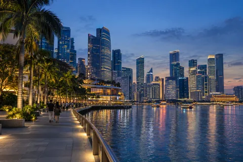 AI illustration: asian metropolis and urban promenade