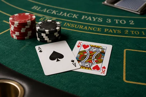 AI illustration: ace and king on a blackjack table