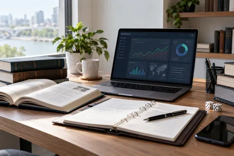 AI illustration: books and binder on a research desk