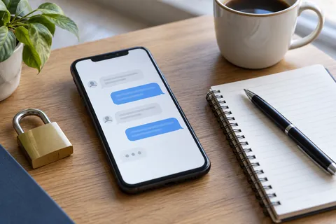 AI illustration: phone and notebook for a digital security guide
