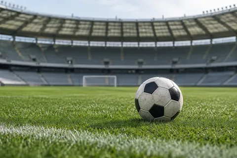 AI illustration: ball on a football pitch