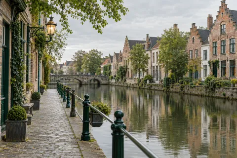 AI illustration: Fictional Belgian-inspired brick neighbourhood