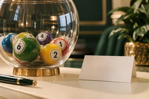 AI illustration: Drawing balls and blank ticket in an educational scene