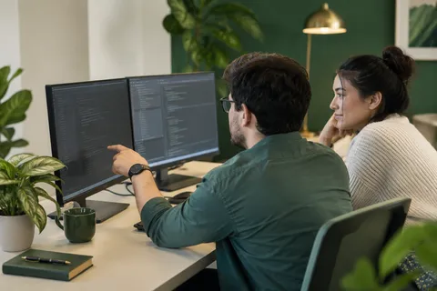 AI illustration: Fictional software development and quality team