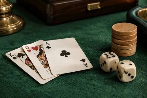 AI illustration: Cards, dice and tokens for studying game rules